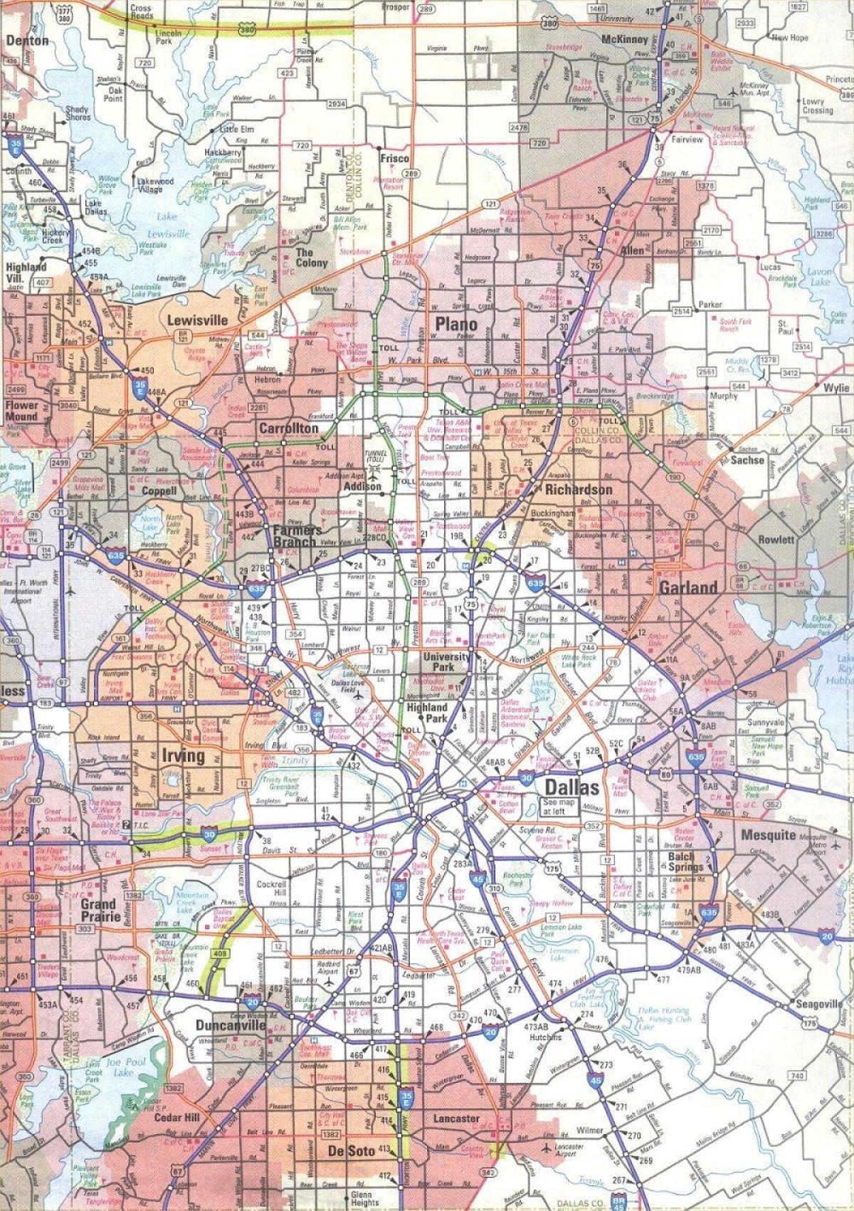 zemljevid Dallas Texas območje
