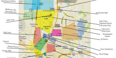 Zemljevid Dallas soseskah
