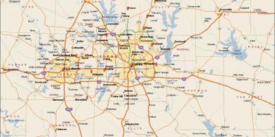 Dallas Fort Worth metroplex zemljevid
