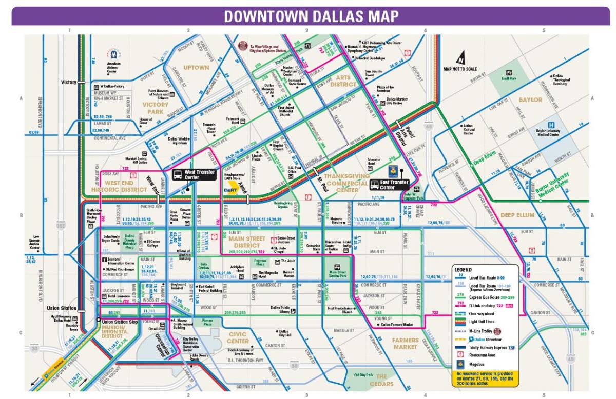 Dallas avtobusnih prog zemljevid