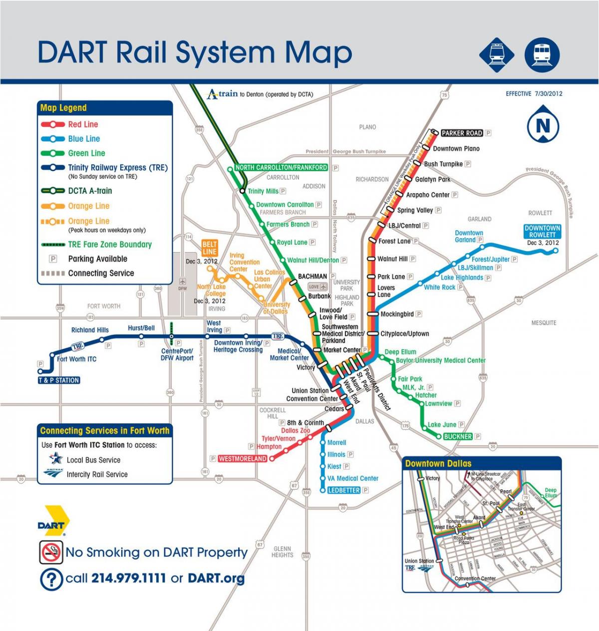 Dallas dart železniškega zemljevid