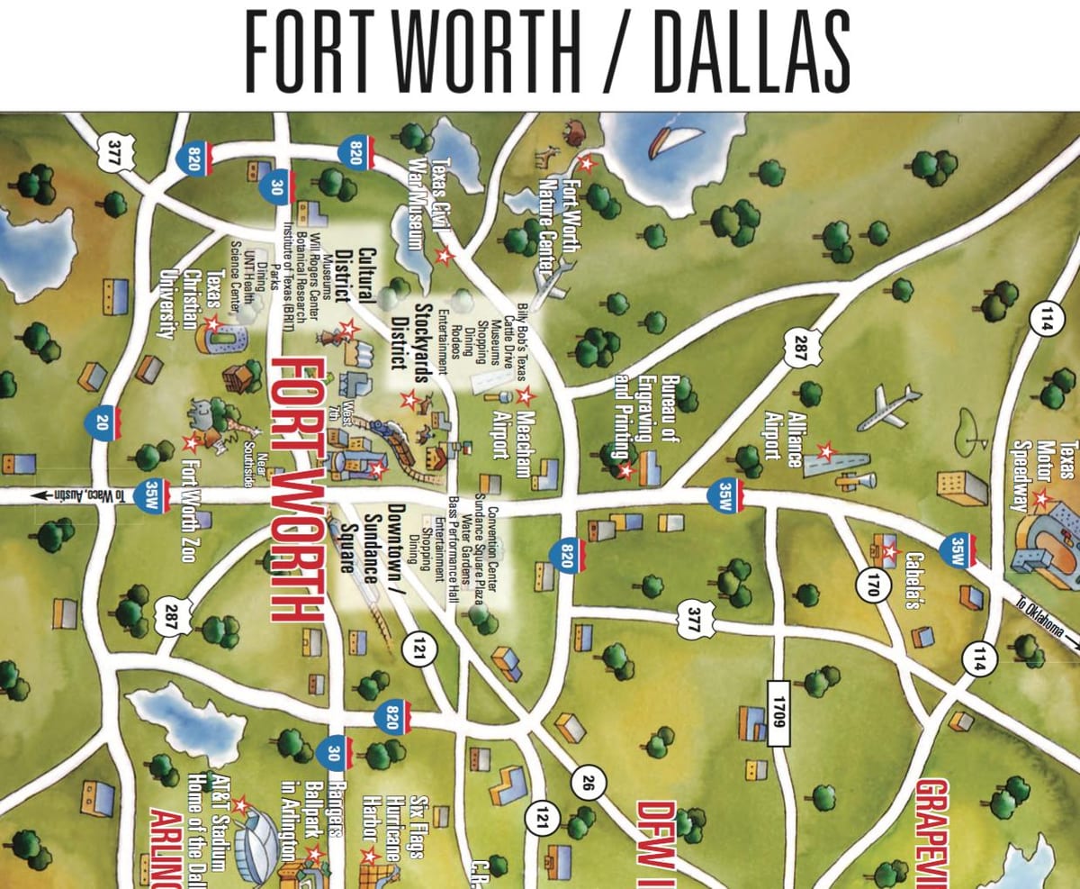 zemljevid Dallas Fort Worth