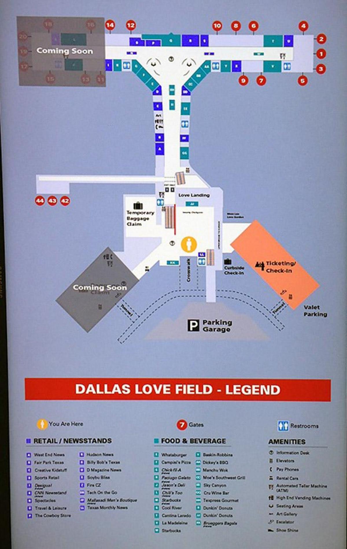 Dallas ljubezen področju letališča zemljevid