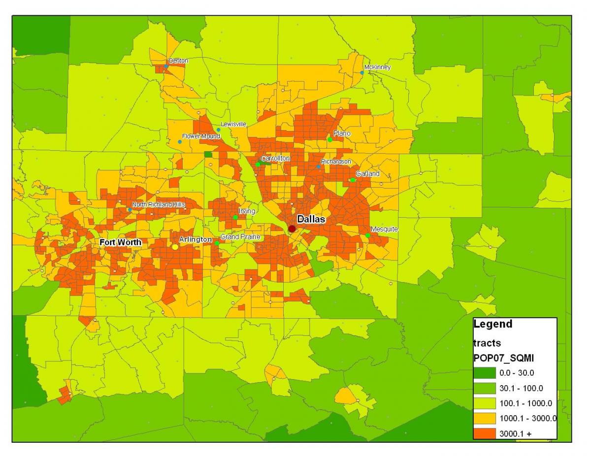 zemljevid Dallas metroplex