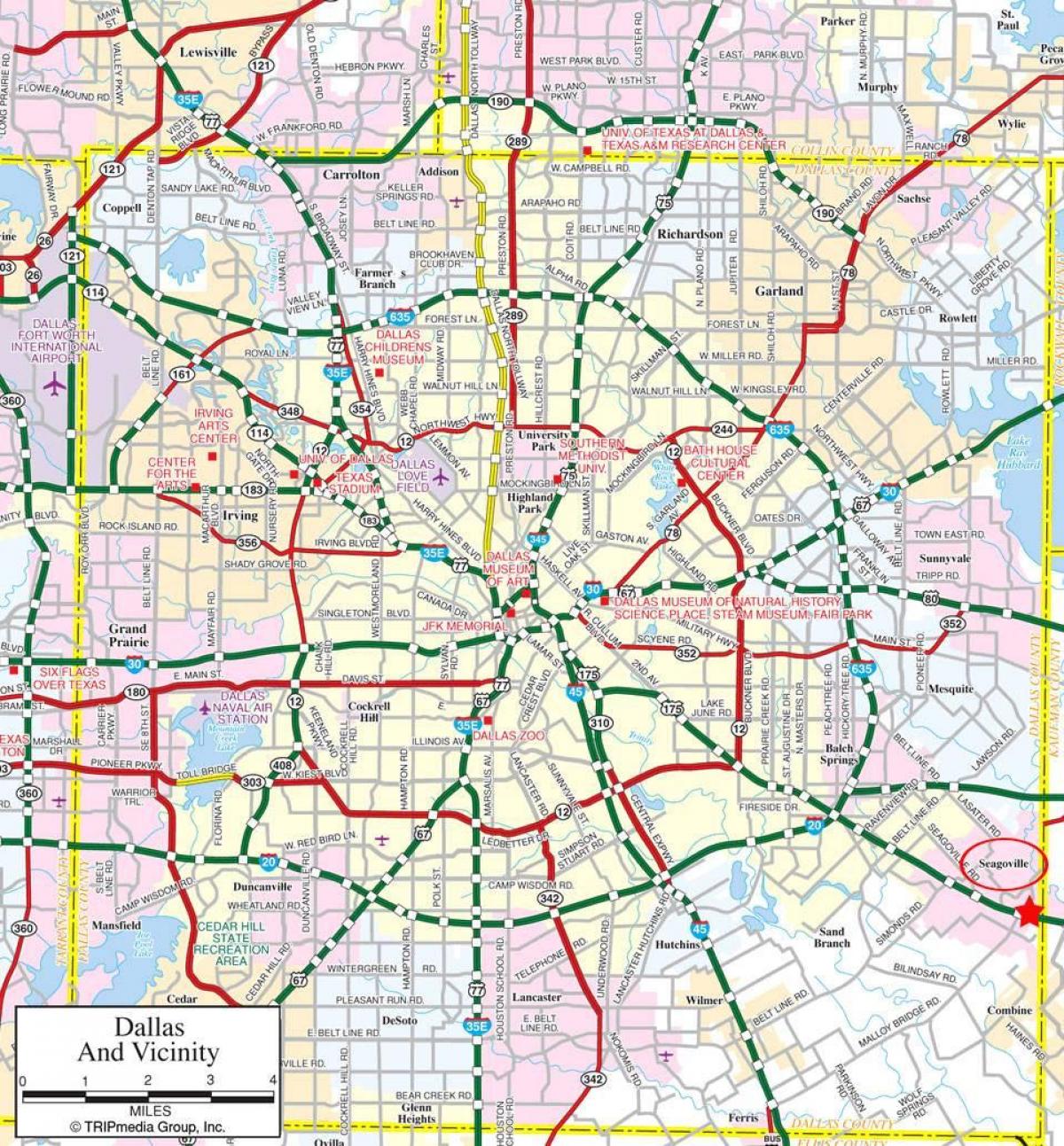 zemljevid Dallas predmestje