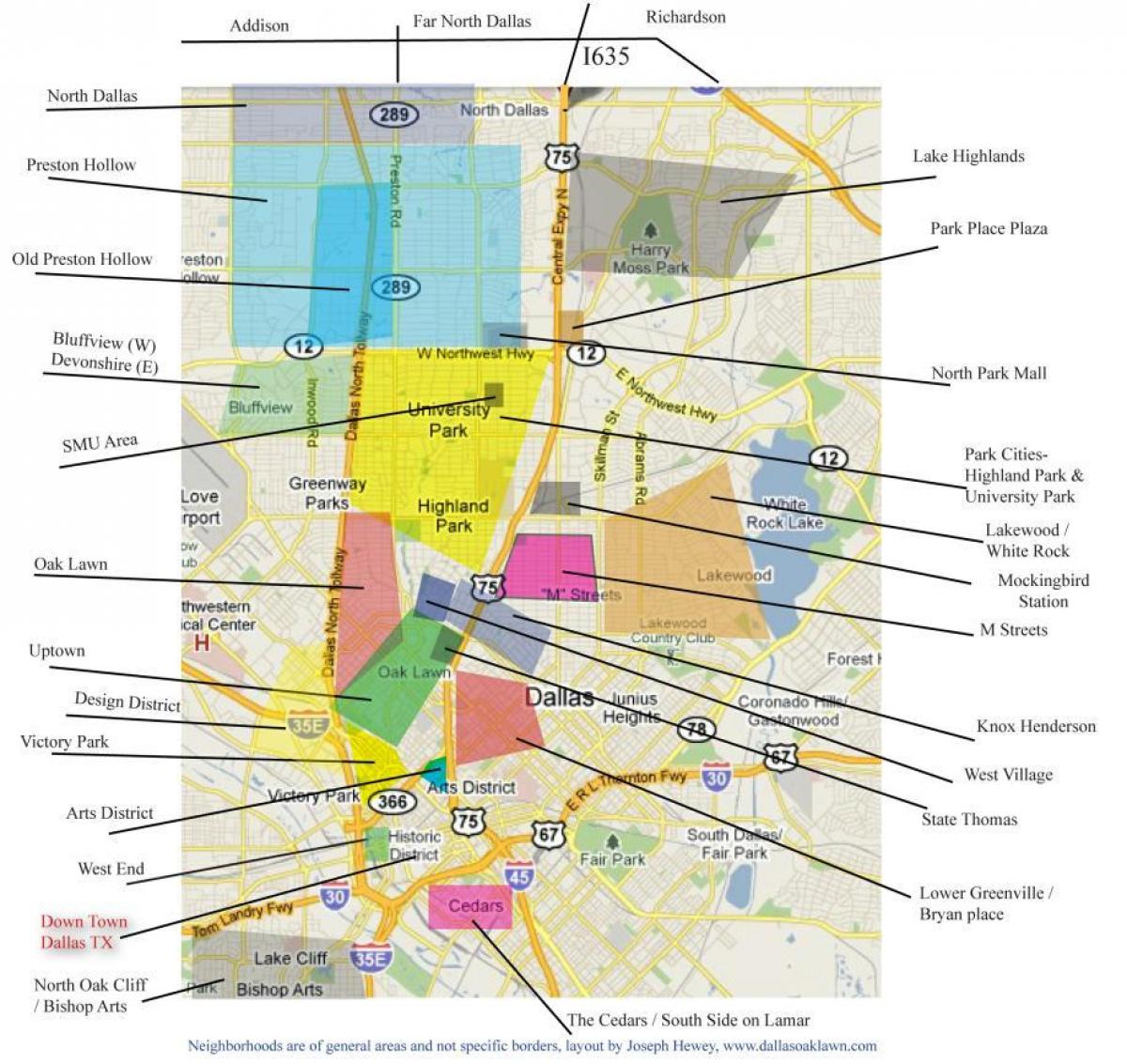 zemljevid Dallas soseskah