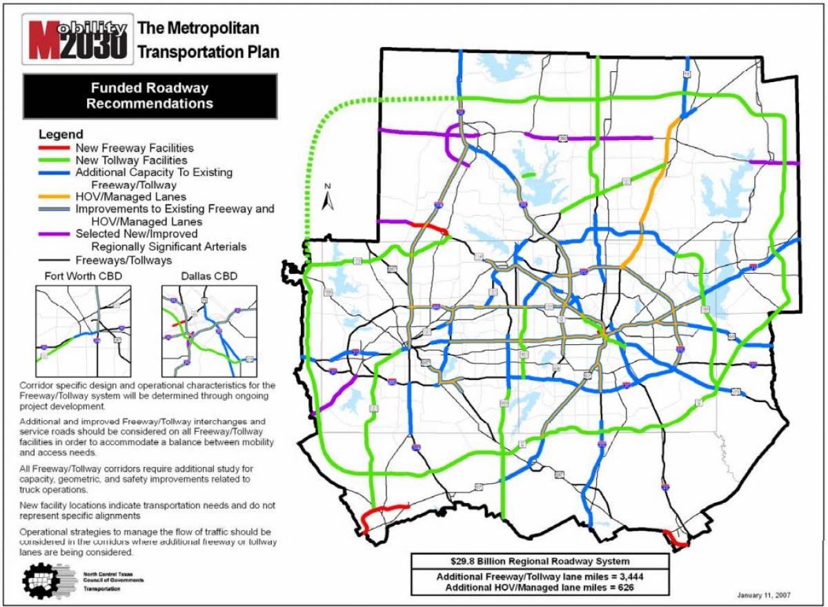 Dallas cestninskih cest zemljevid
