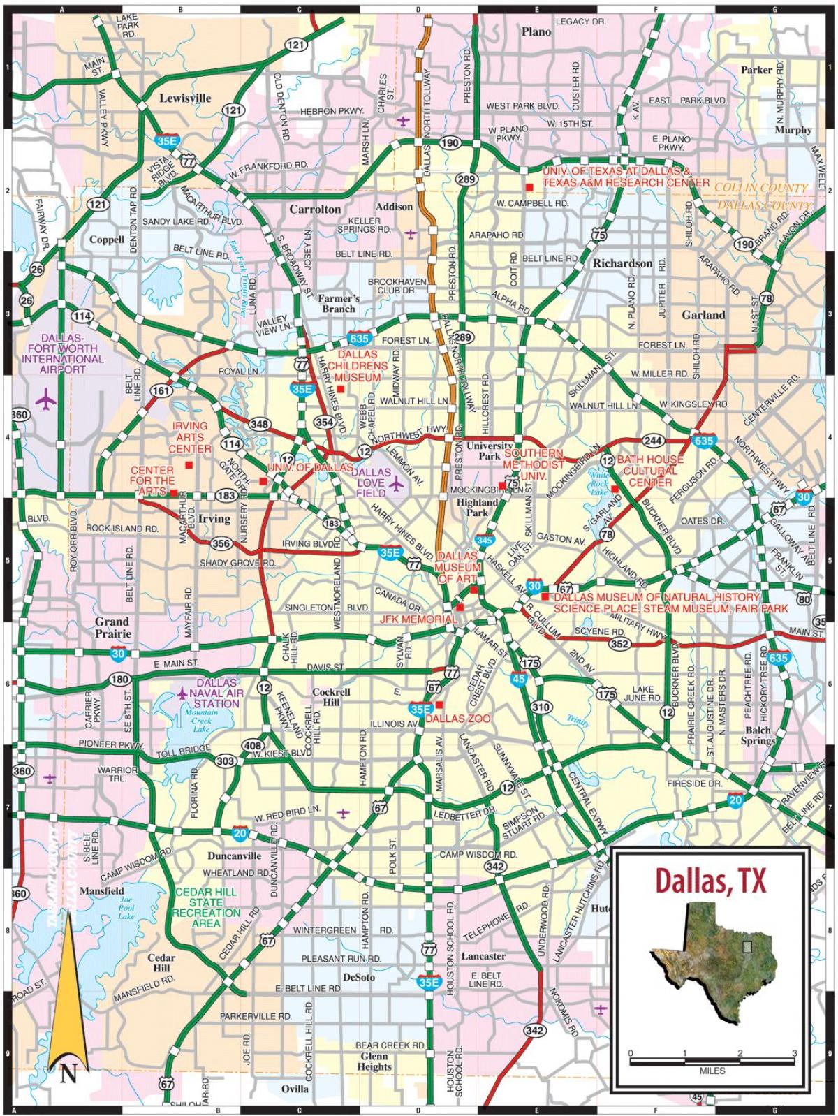 mesto Dallas zemljevid
